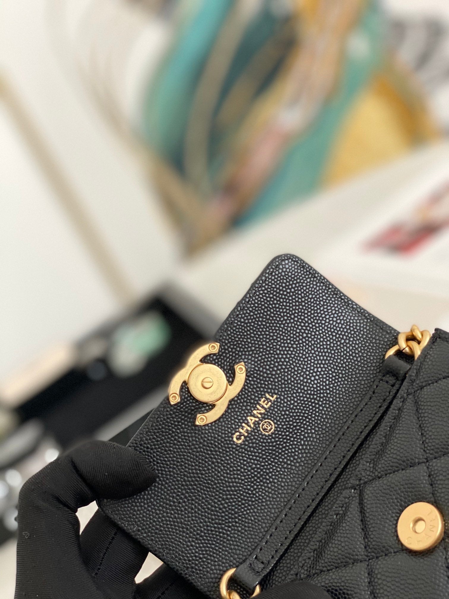 CHL - Mini Flap Bag Gold Toned Hardware Black For Women 4.7in/12LO