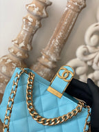 CHL - Small Hobo Bag Gold Hardware Blue For Women Handbags, Shoulder Bags 7.5in/19LO