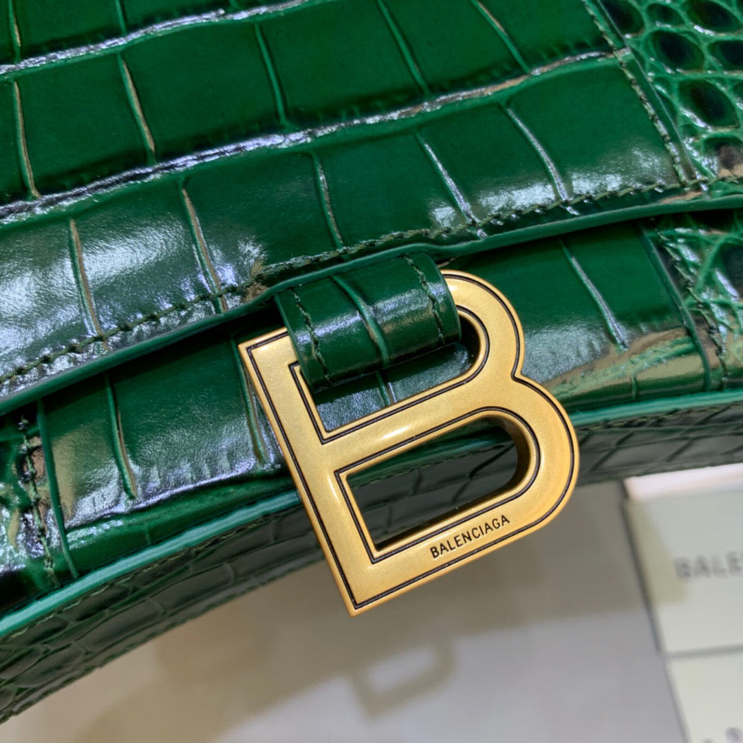 BLN-Ciaga Hourglass Wallet On Chain in Dark Green, For Women,  Bags 7.6in/19LO 6560501LRGM3011