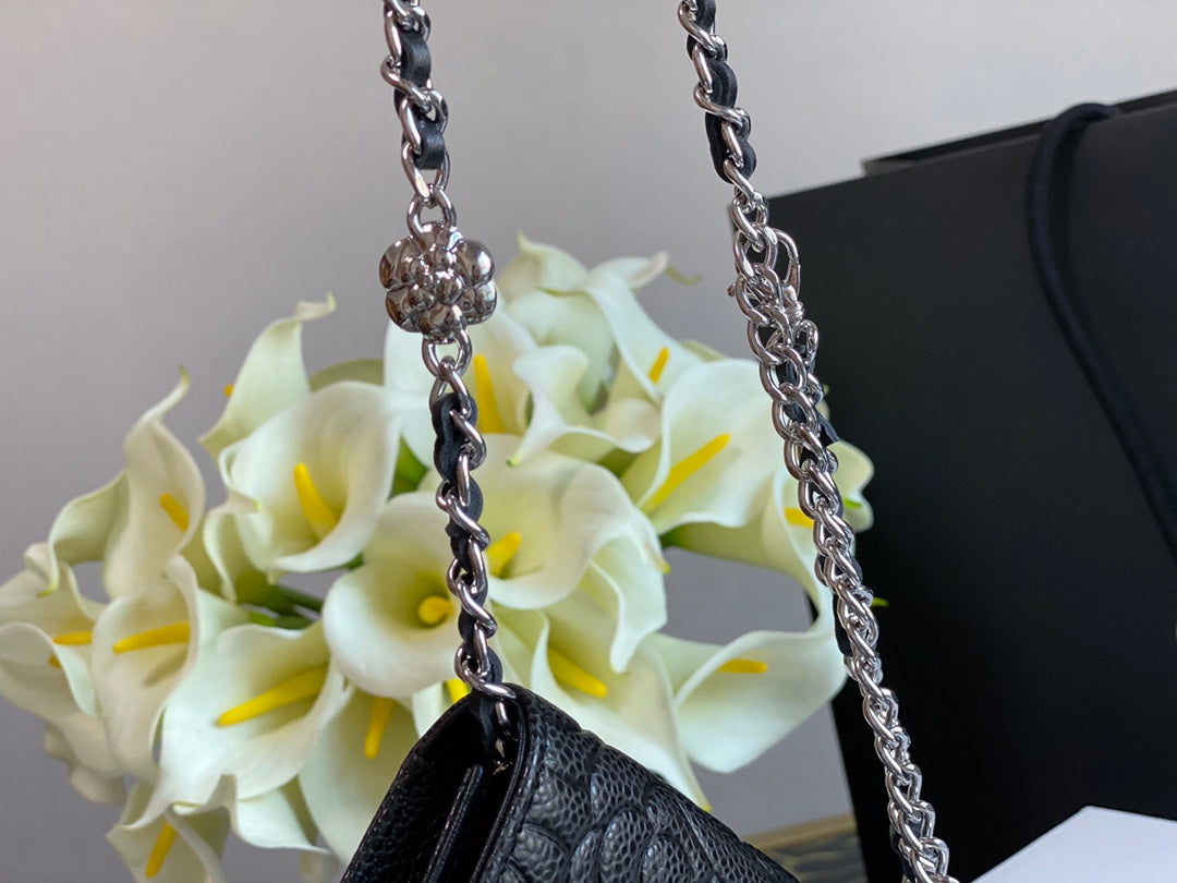 CHL - Woc Camellia Black Bag For Women 12LO/4.5in