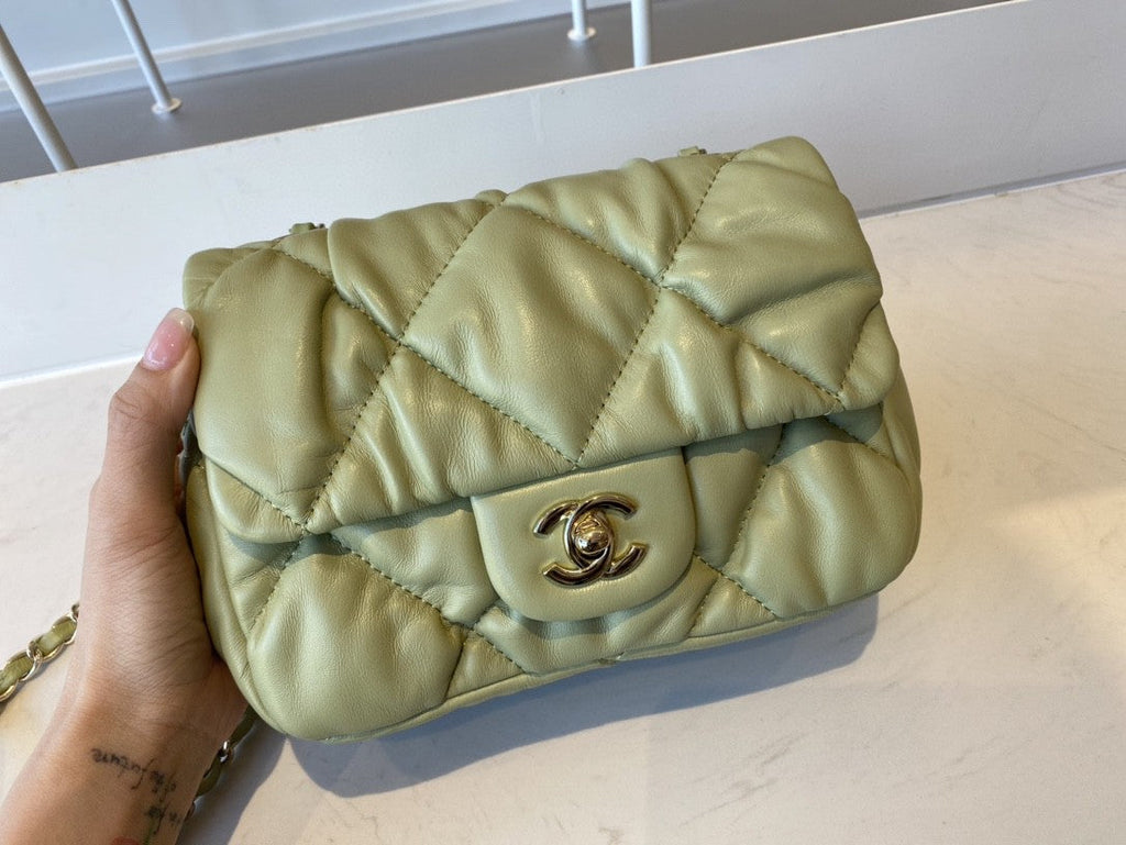 CHL - Small Flap Bag Gold Hardware Green For Women Handbags, Shoulder Bags 7.5in/19LO AS2232