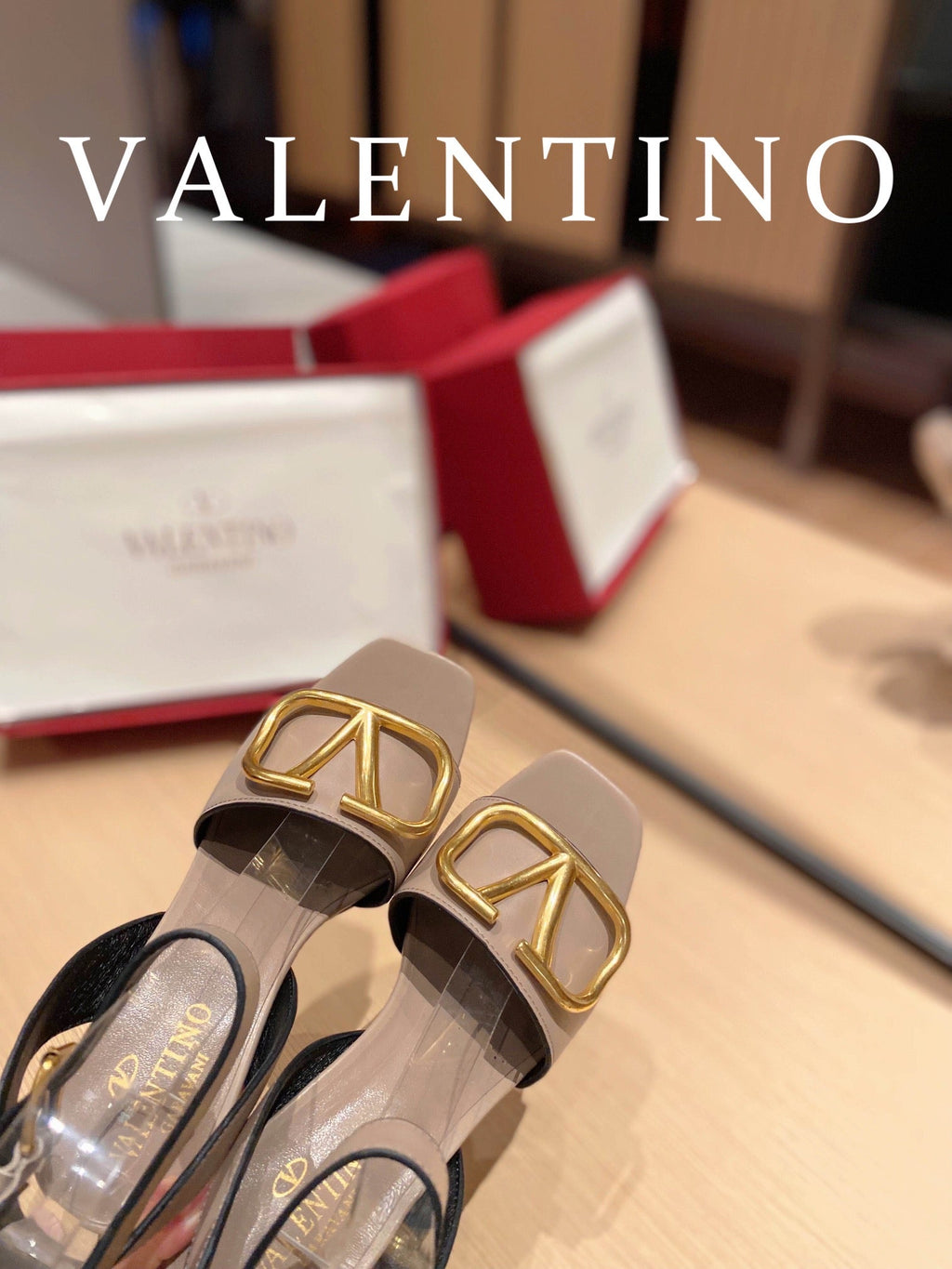 VAL -  Garavani Strap Heeled Sandals With V Logo Signature Embellishment Beige For Women