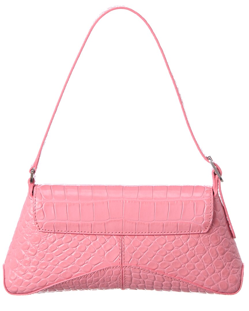 Blnciaga XX Small Croc-Embossed Leather Flap Shoulder Bag