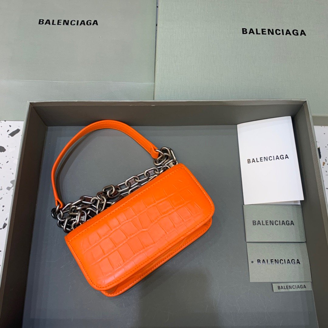 BLN-Ciaga Gossip Small On Chain Shoulder Bag Orange, For Women,  Bags 7.4in/19LO
