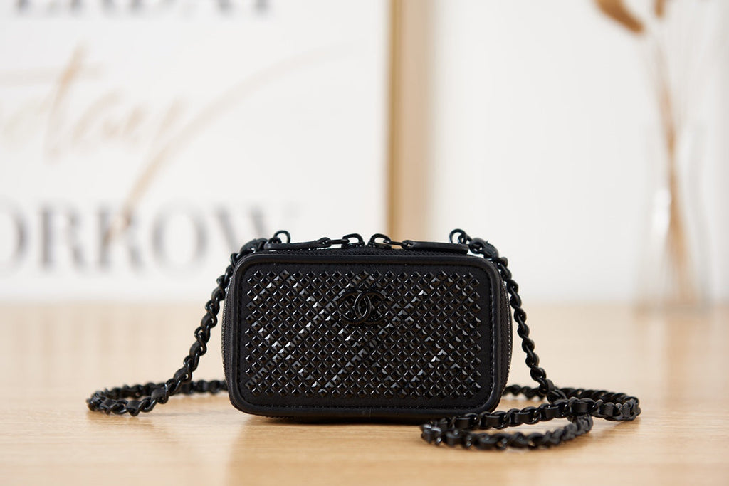 CHL -  Crystal Small Vanity with Chain Black Bag For Women 10LO/4in