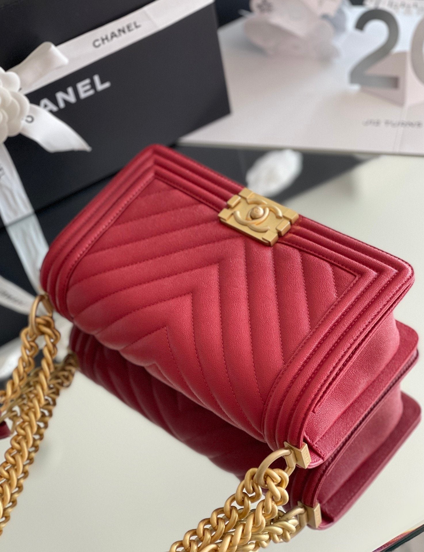 CHL - Medium Boy Handbag Red For Women 9.8in/25LO A67086
