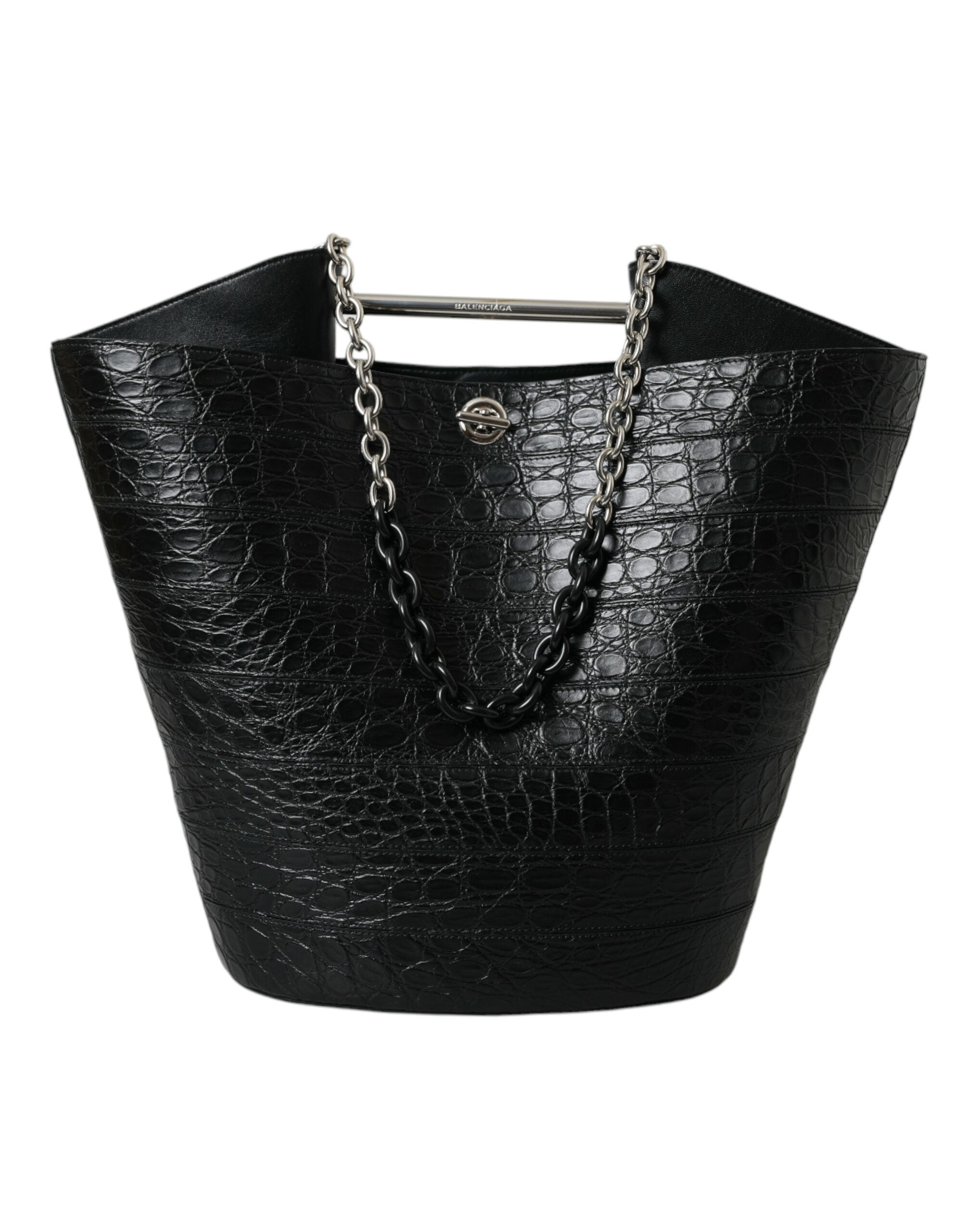 Blnciaga Elegant  Crocodile Leather Maxi Bucket Women's Bag