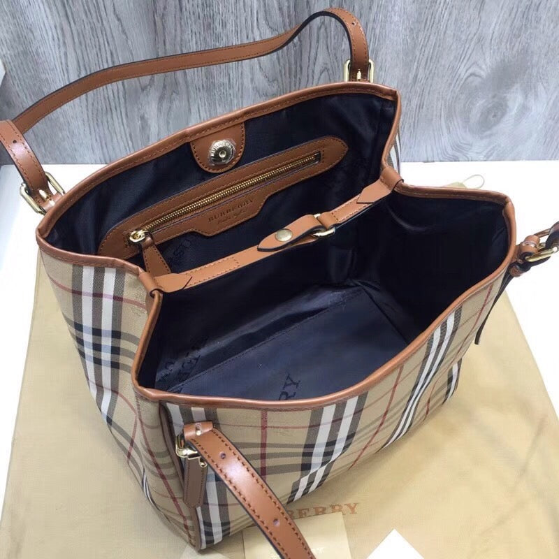 B-Berry - BB  The Small Canter Horseferry Check Tote Brown For Women, Women’s Bags 11.6in/29.5LO