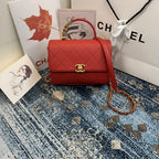 CHL - Small Flap Bag With Top Handle Gold Hardware Red For Women Handbags, Shoulder Bags 7.9in/20LO AS2059