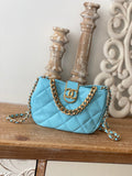 CHL - Small Hobo Bag Gold Hardware Blue For Women Handbags, Shoulder Bags 7.5in/19LO