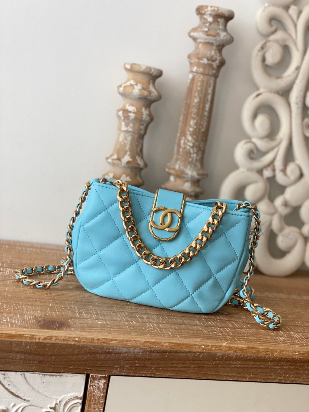 CHL - Small Hobo Bag Gold Hardware Blue For Women Handbags, Shoulder Bags 7.5in/19LO