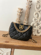 CHL - Small Hobo Bag Gold Hardware Black For Women Handbags, Shoulder Bags 7.5in/19LO