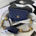 CHL - Small Flap Bag Gold Hardware Navy Blue For Women Handbags, Shoulder Bags 7.5in/19LO AP2840