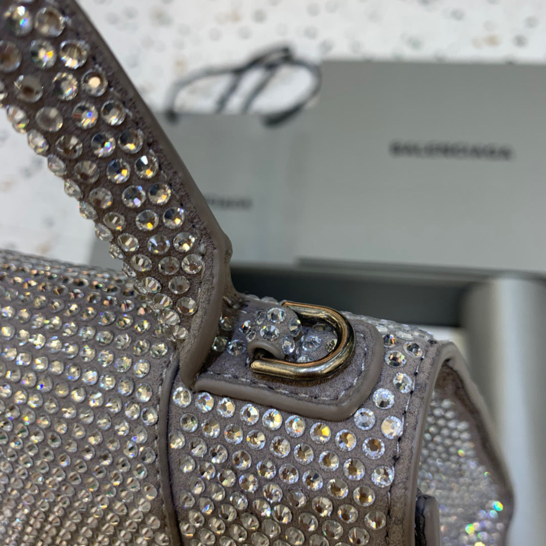 BLN-Ciaga Hourglass XS Handbag In Grey, For Women,  Bags 7.4in/19LO 59283328D0Y1272