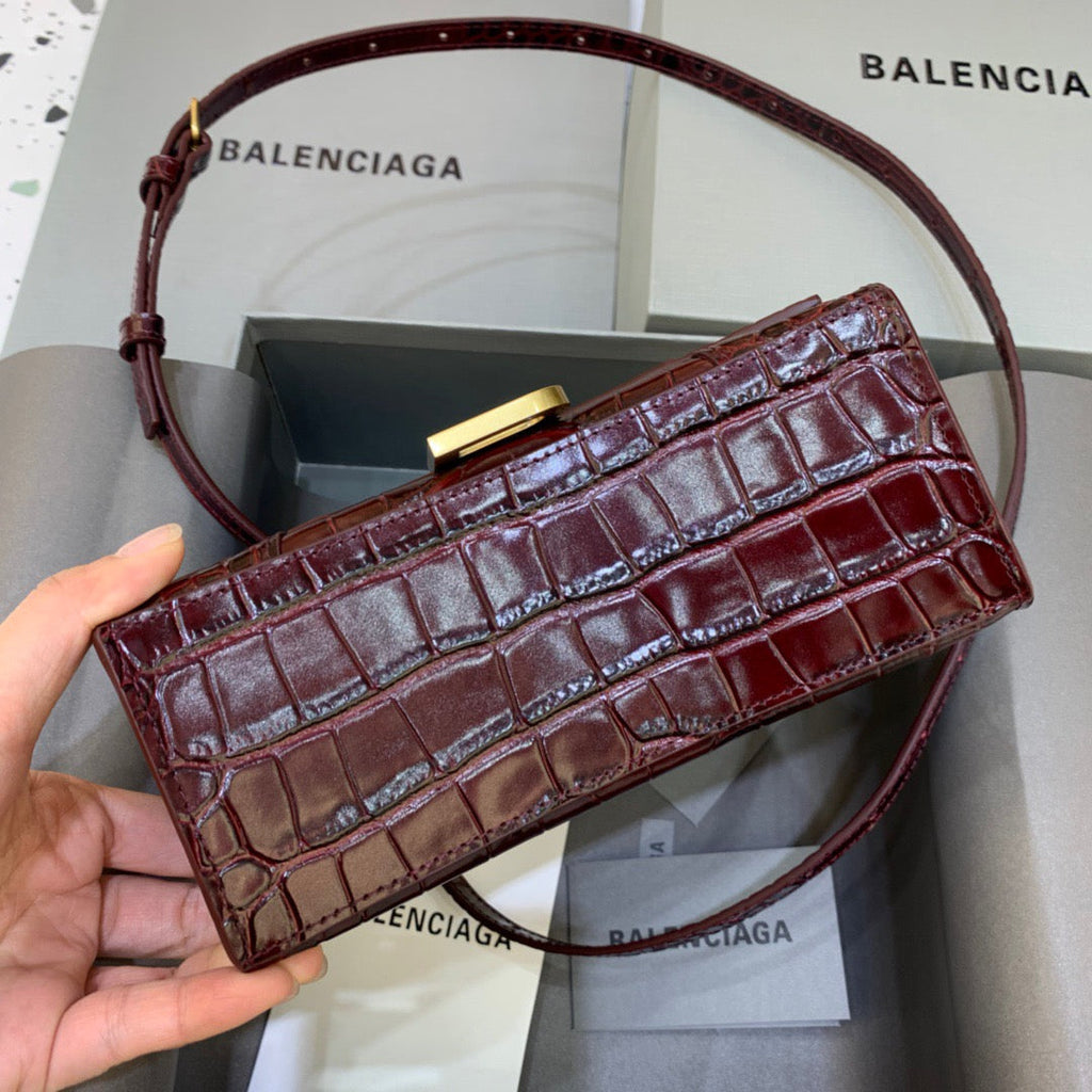 BLN-Ciaga Hourglass XS Handbag In Dark Red, For Women,  Bags 7.4in/19LO