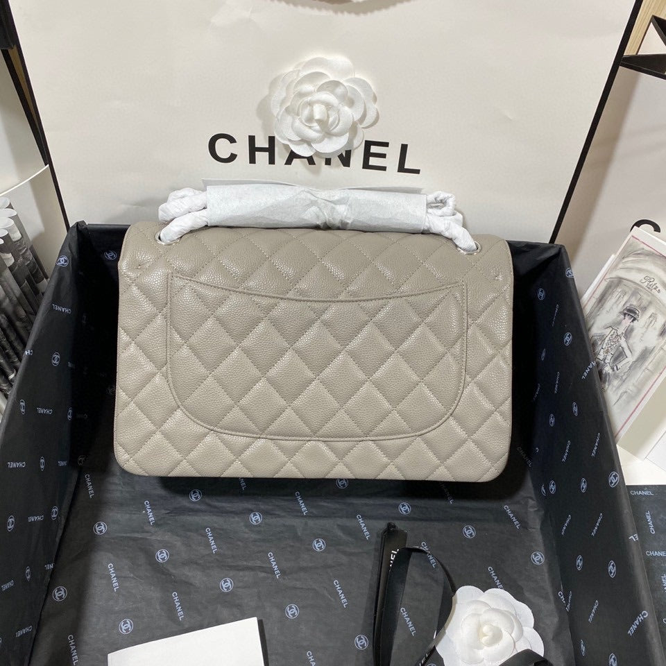 CHL - Large Classic Handbag SilLusso Official - Hardware Grey For Women Handbags, Shoulder Bags 11.8in/30LO