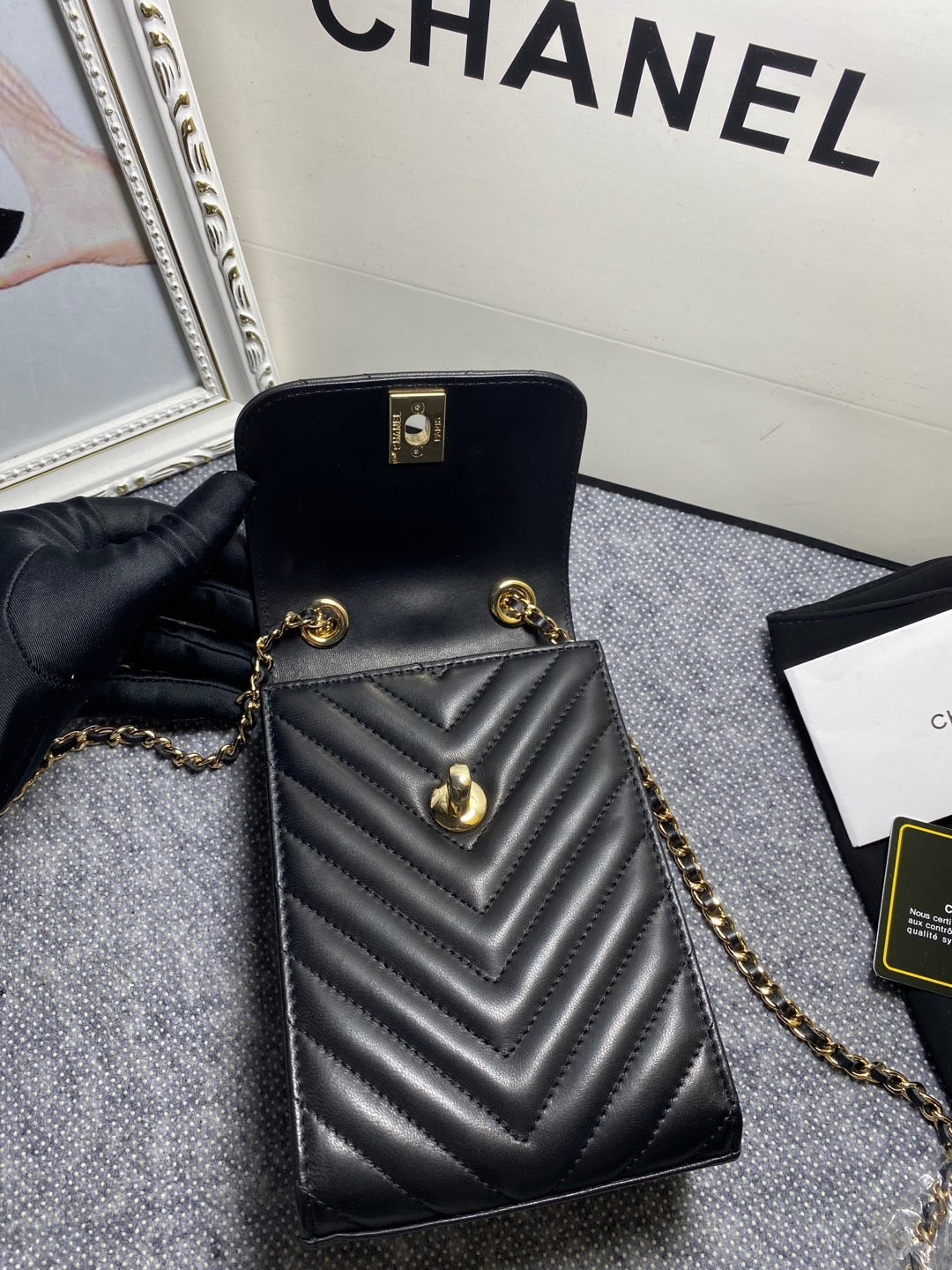 CHL -  Chevron Trendy CHL -  Phone Black Bag For Women 18LO/7in