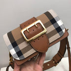 B-Berry - BB  Small Bridle House Check And Buckle Crossbody Brown For Women, Bags 7.8in/20LO