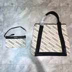 BLN-Ciaga Navy Medium Cabas Tote Bag In White, For Women,  Bags 14.1in/36LO