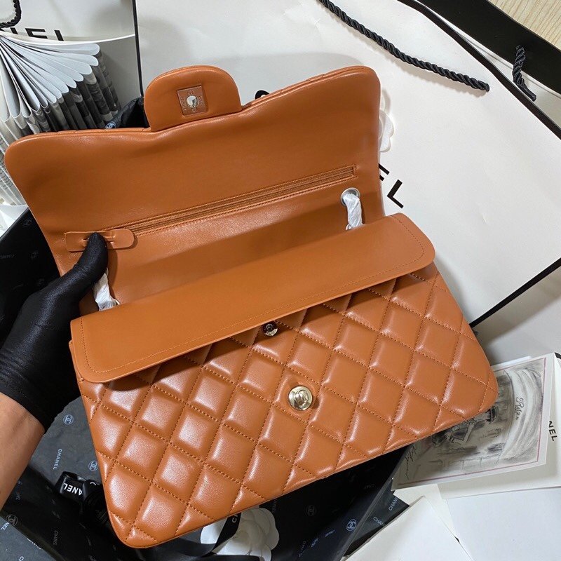 CHL - Large Classic Handbag SilLusso Official - Hardware Brown For Women Handbags, Shoulder Bags 11.8in/30LO