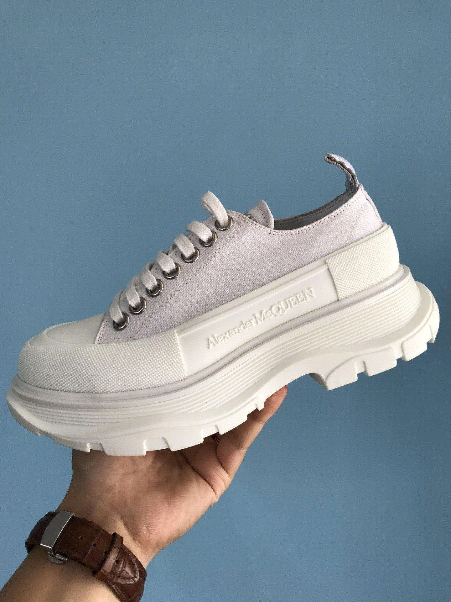 Alex - McQueen Tread Slick Lace Up Cotton White For Men 604257W4MV29000