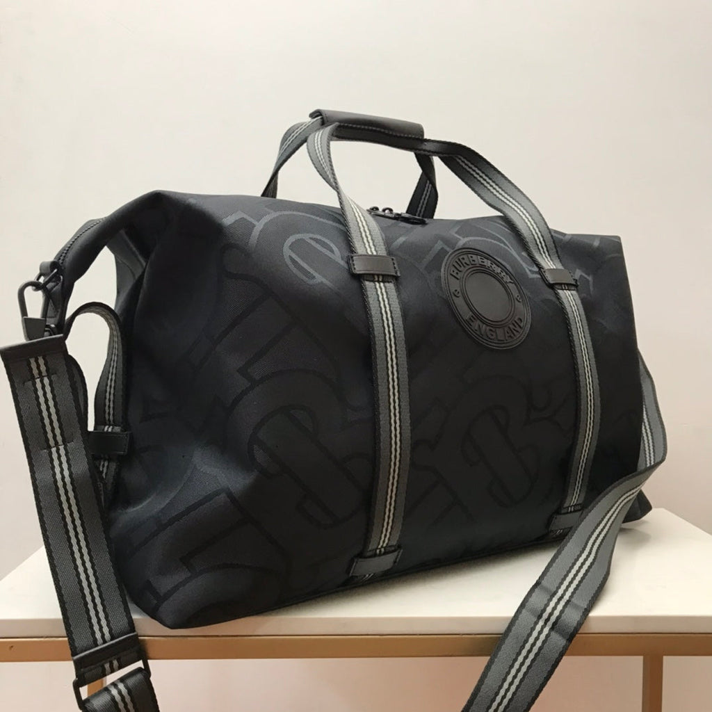 B-Berry - BB  Monogram Recycled Polyester Jacquard Holdall Black For Men, Bags 19.7in/50LO