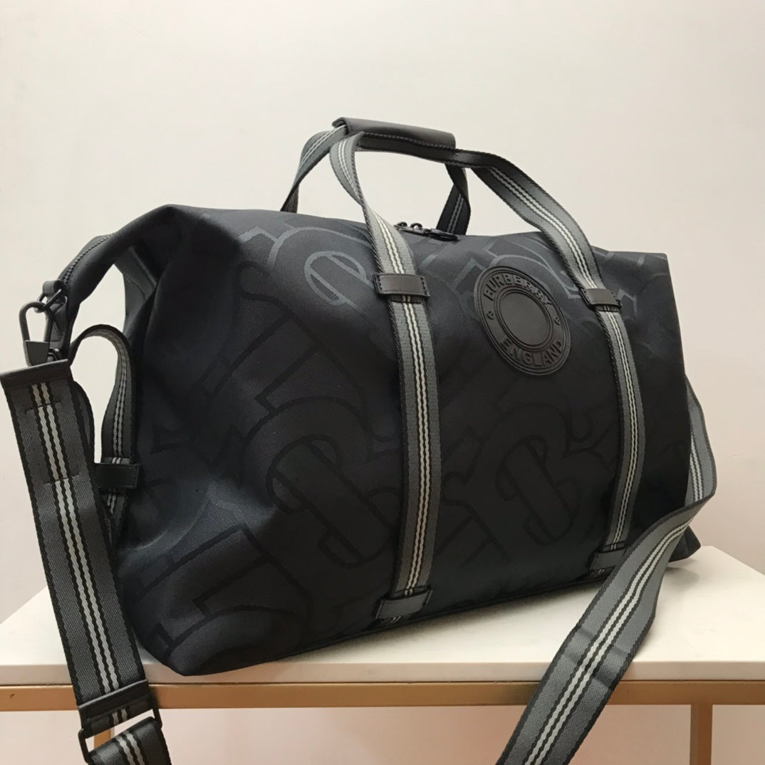 B-Berry - BB  Monogram Recycled Polyester Jacquard Holdall Black For Men, Bags 19.7in/50LO