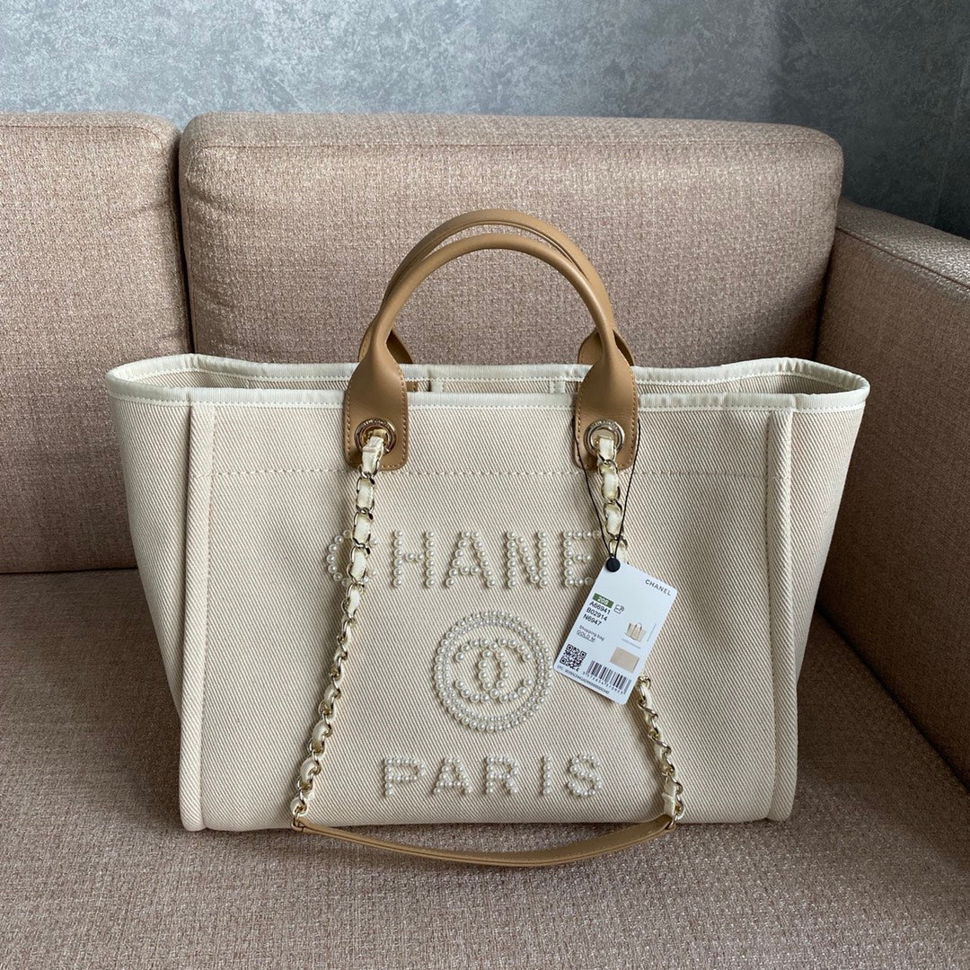 CHL -  Deauville Tote Tweed Bag SuMM - er Collection White For Women 15.7in/40LO