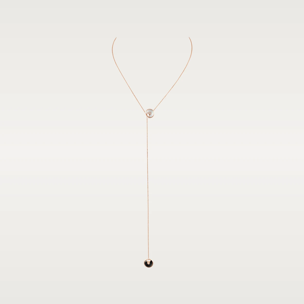 DOUBLE AMULETTE PINK GOLD ONYX MOP NECKLACE