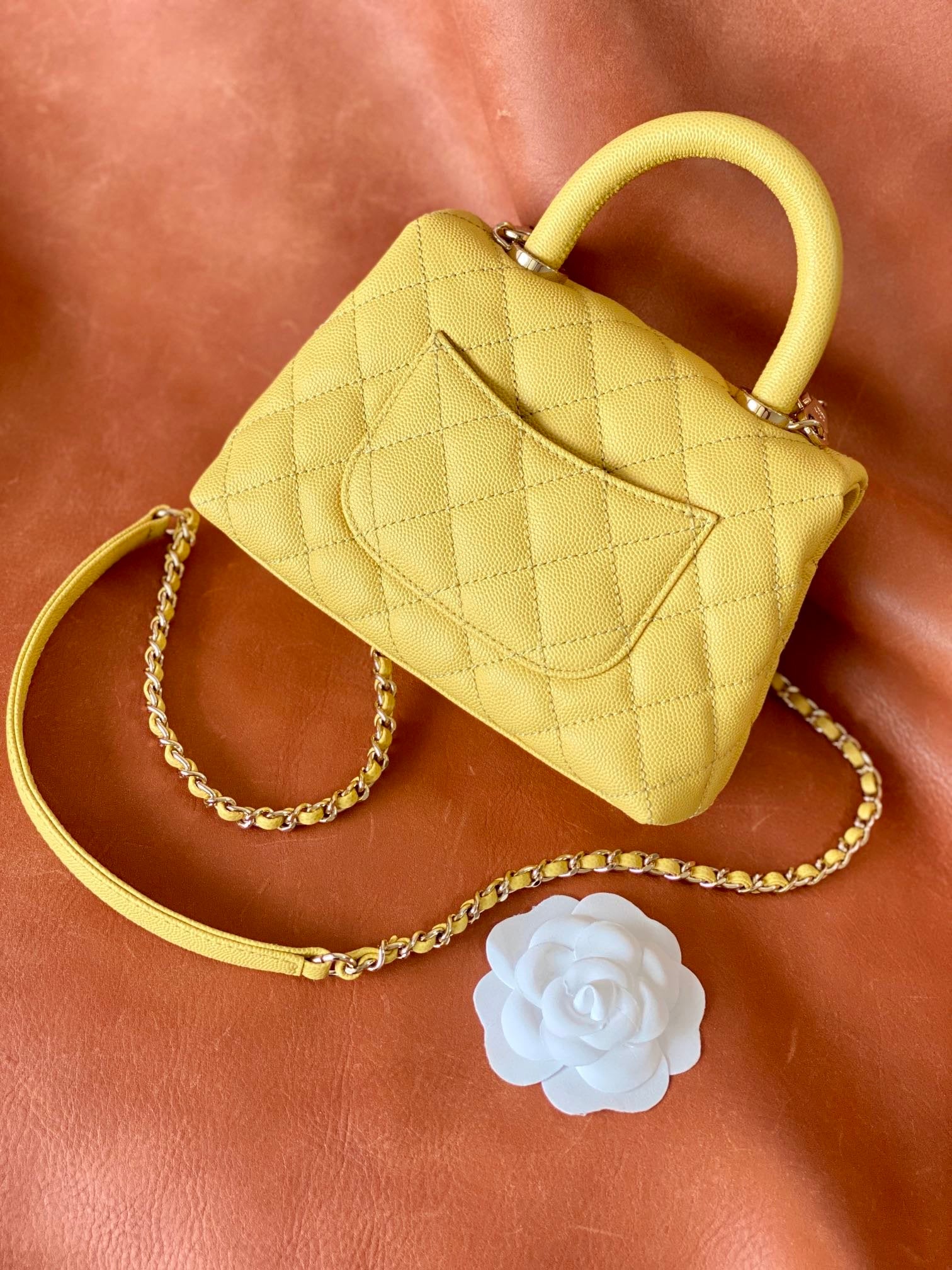 CHL - Mini Flap Bag Top Handle Yellow For Women 7.5in/19LO