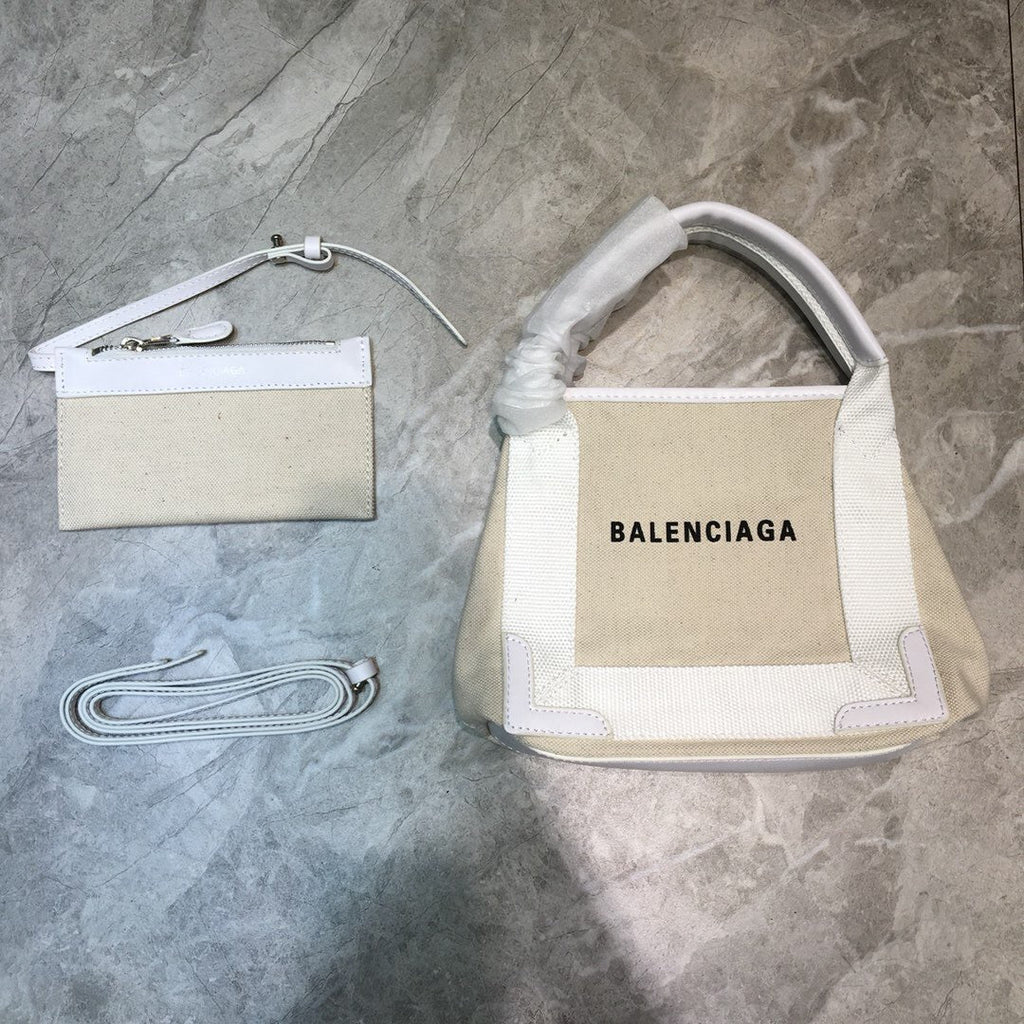 BLN-Ciaga Navy XS Tote Bag In White, For Women,  Bags 12.6in/32LO
