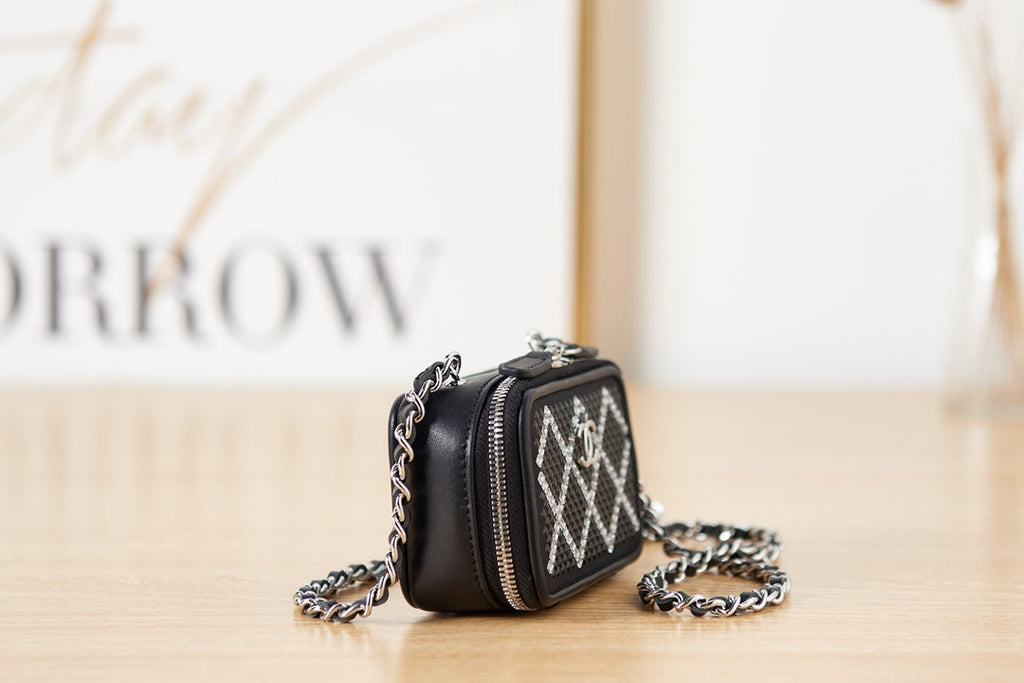 CHL -  Crystal Small Vanity with Chain Black/SilLusso Official - Bag For Women 10LO/4in