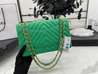 CHL -  Chevron Mini Rectangular Classic Flap Green Bag For Women 20.5LO/8in