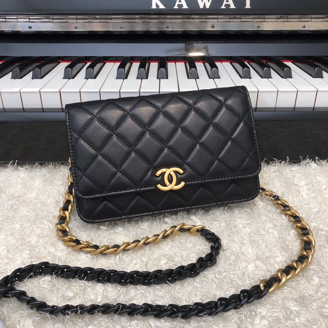 CHL - Original Small Classic Flap Bag Gold Hardware Black For Women Handbags, Shoulder Bags 7.5in/19LO AP33814