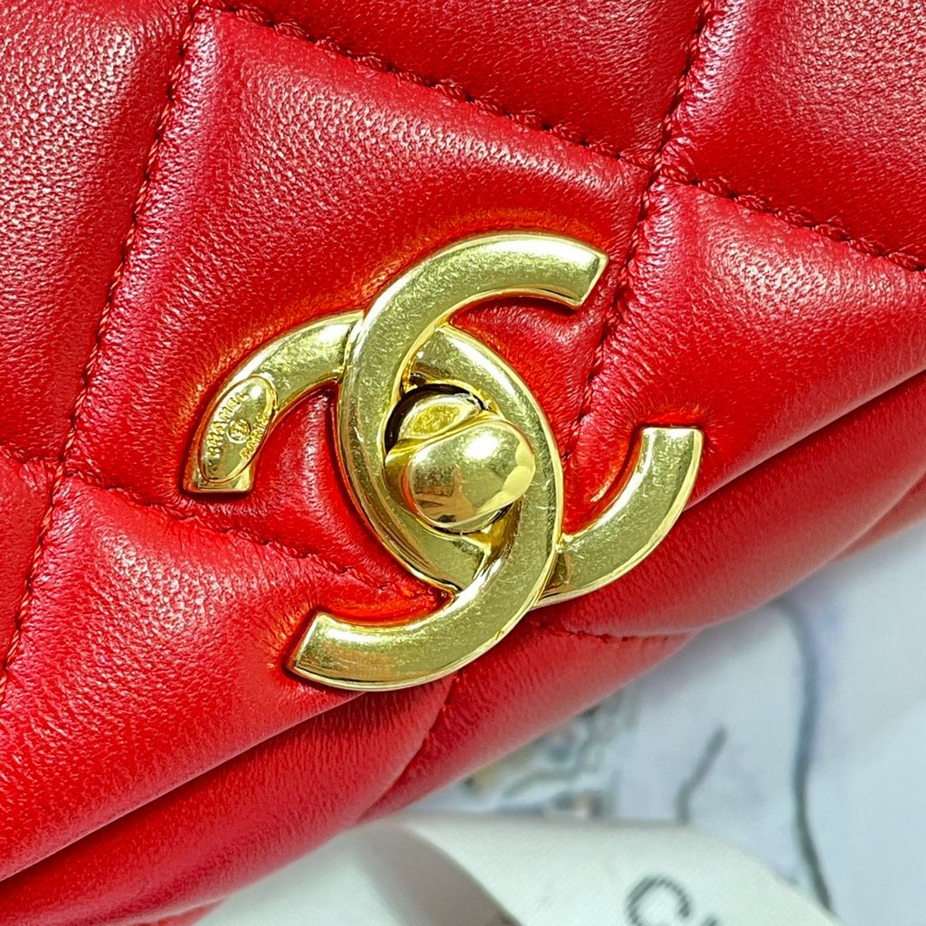 CHL - Large Flap Bag Gold Hardware Red For Women Handbags, Shoulder Bags 9.1in/23LO AS3367