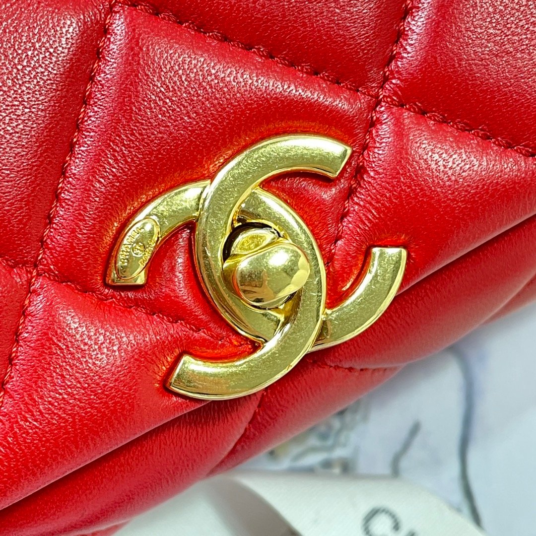 CHL - Large Flap Bag Gold Hardware Red For Women Handbags, Shoulder Bags 9.1in/23LO AS3367