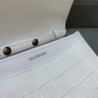 BLN-Ciaga Croc Embossed Patent B Bag With Chain In White, For Women,  Bags 7.9in/20LO