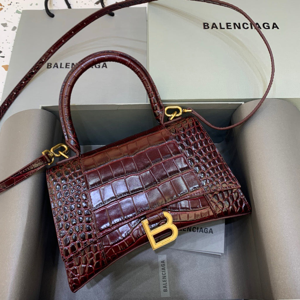 BLN-Ciaga Hourglass Small Handbag In Dark Red, For Women,  Bags 9in/23LO
