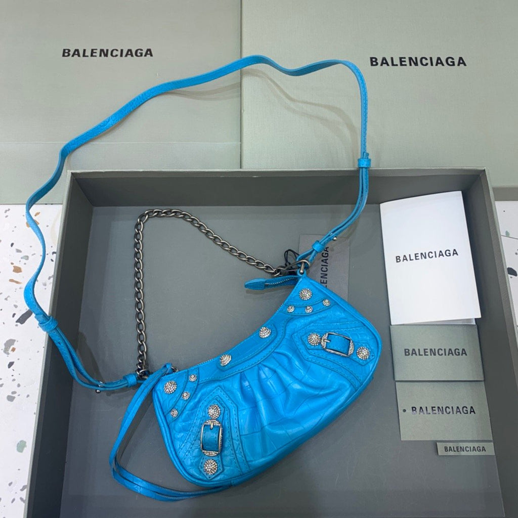 BLN-Ciaga Le Cagole Mini Bag With Chain Blue, For Women,  Bags 8.2in/21LO 69581423EJY4624