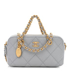 CHNL -  Matelasse Caviar Leather Charm Wallet on Chain Grey