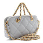 CHNL -  Matelasse Caviar Leather Charm Wallet on Chain Grey