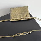 BV Small Dustbag 21cm Travertine Intrecciato Calfskin Leather