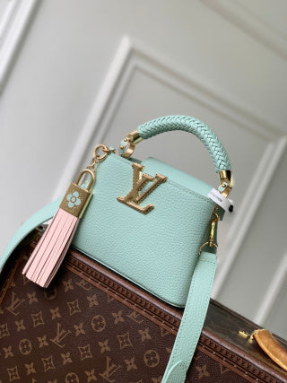 LV 2025 Capucines BB Bag Mint Green Taurillon Leather 347420