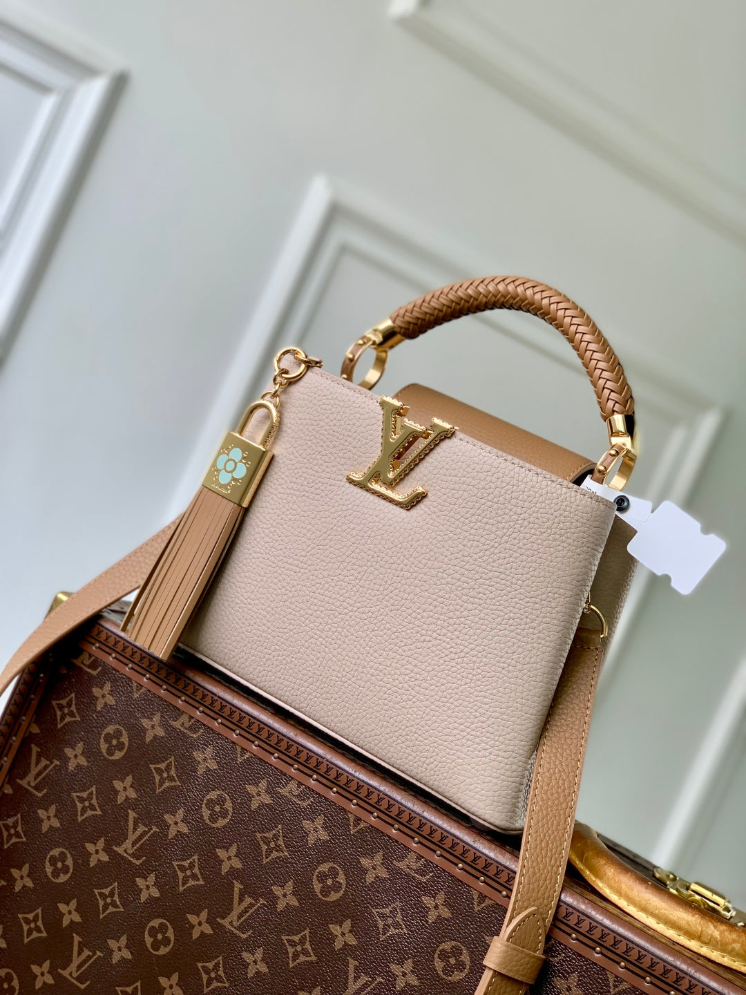LV 2025 Capucines BB Bag Cream mix Arizona Beige Taurillon Leather 347423