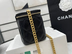 CHL - Small Vanity Case Black With Gold Zipper For Women Bags 5.9in/15LO