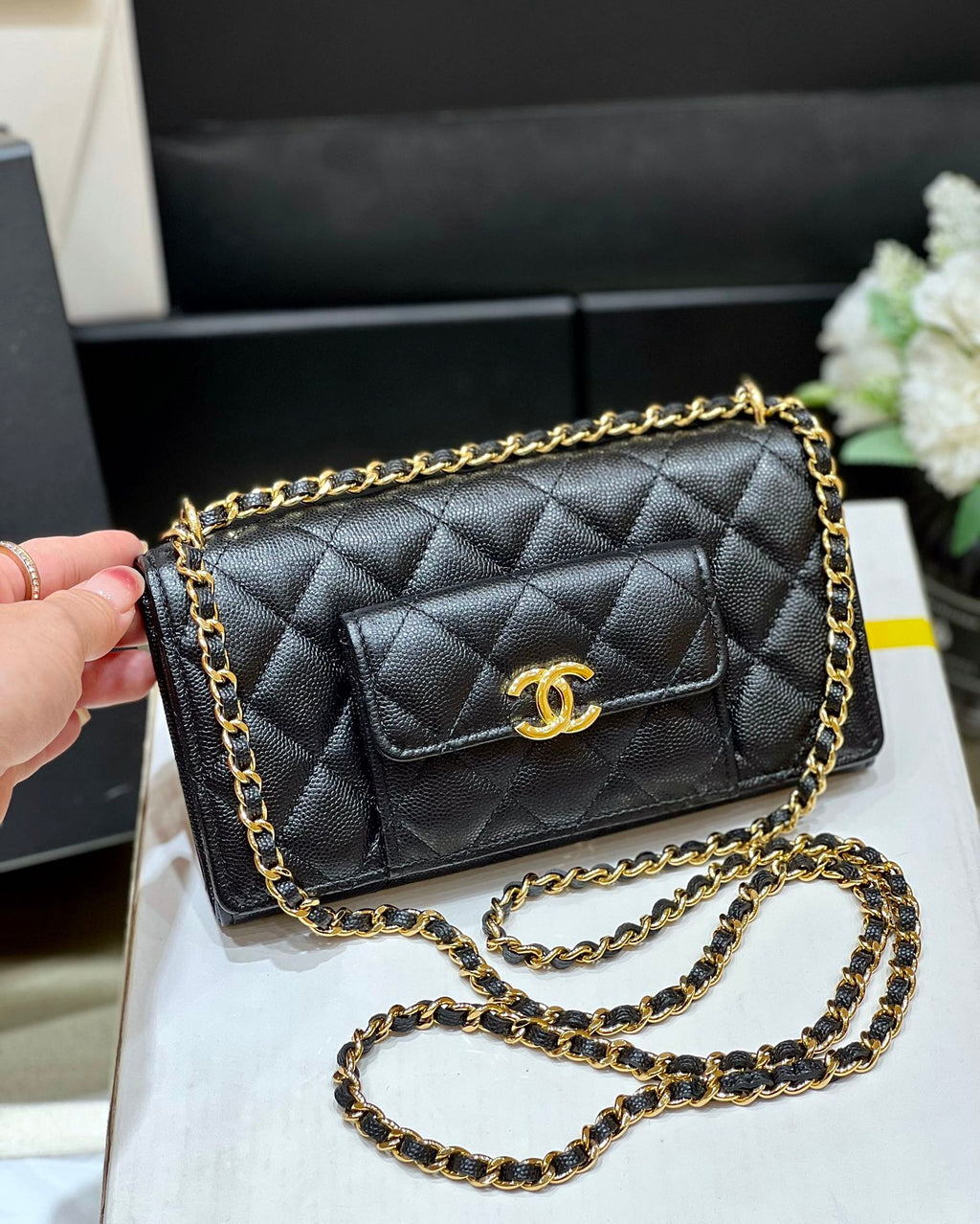 CHL - Small Coin Pocket WOC Shoulder Bag Black For Women Bags 7.9in/20LO