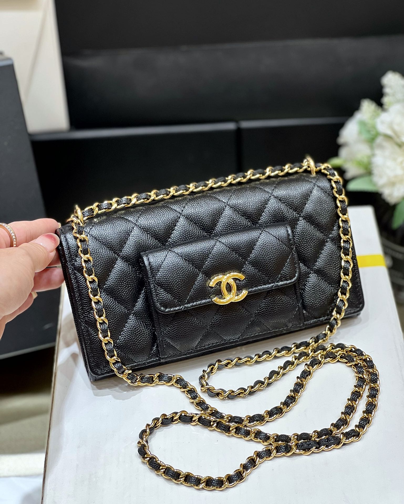 CHL - Small Coin Pocket WOC Shoulder Bag Black For Women Bags 7.9in/20LO