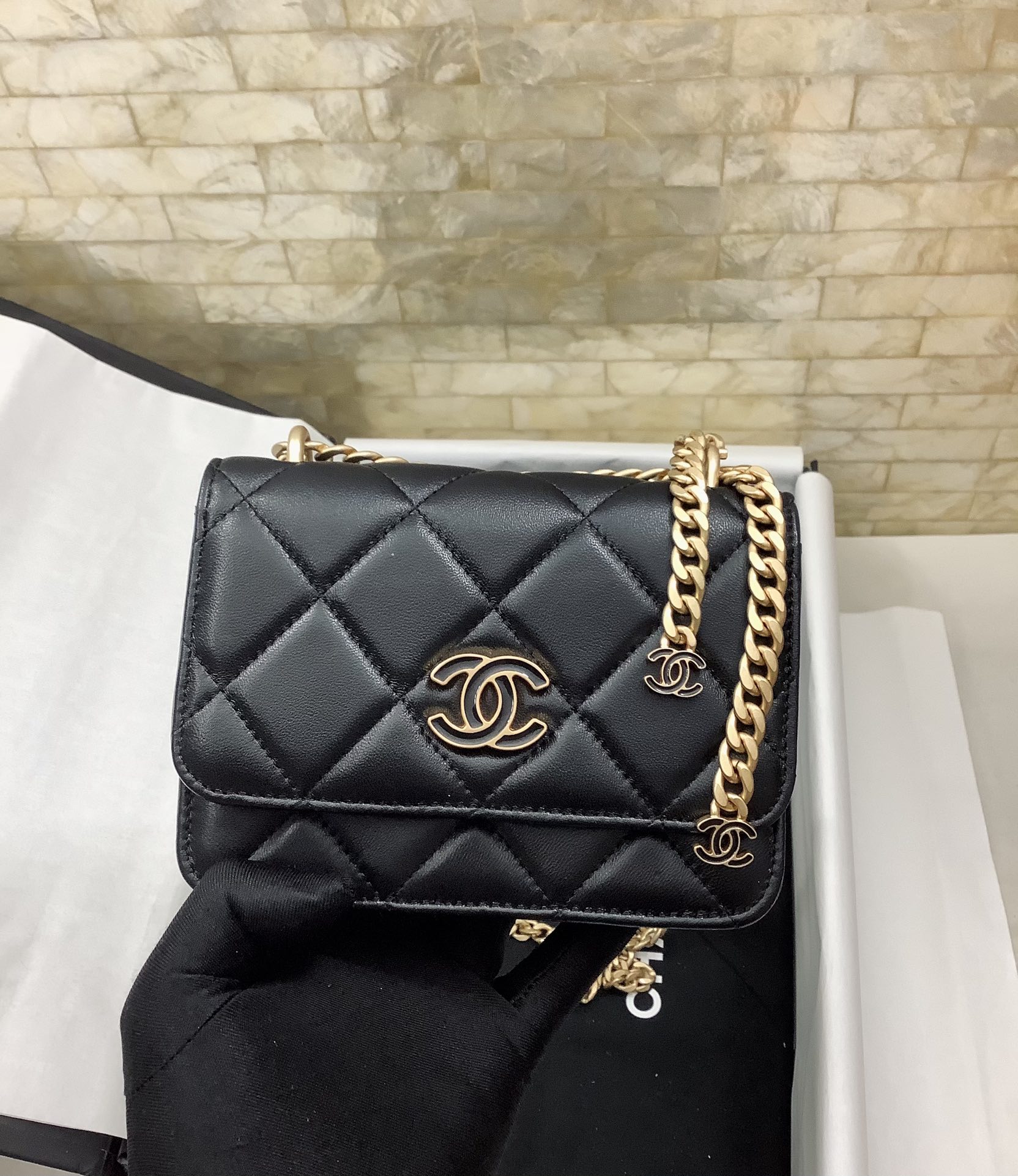 CHL - Spring And SuMM - er 22C Black For Women Bags 6.1in/15.5LO