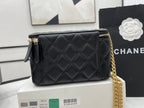 CHL - Small Vanity Case Black With Gold Zipper For Women Bags 5.9in/15LO