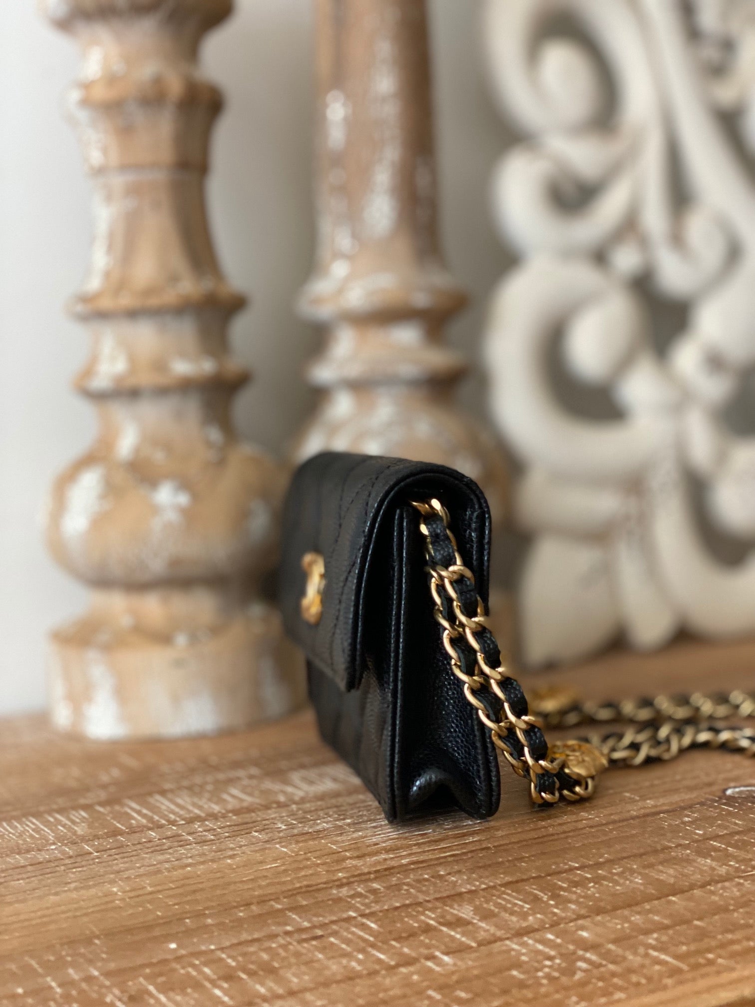 CHL -  Clutch With Chain Black For Women Bags 4.8in/12.3LO AP2857 B08447 94305